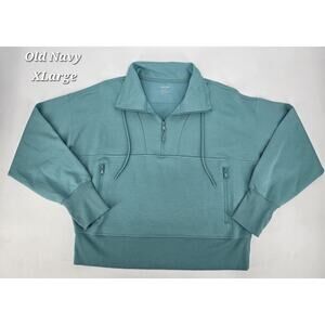 Old Navy Active Dynamic Fleece Quarter Zip Pullover Muted Jade XL Lounge‎ Fleece